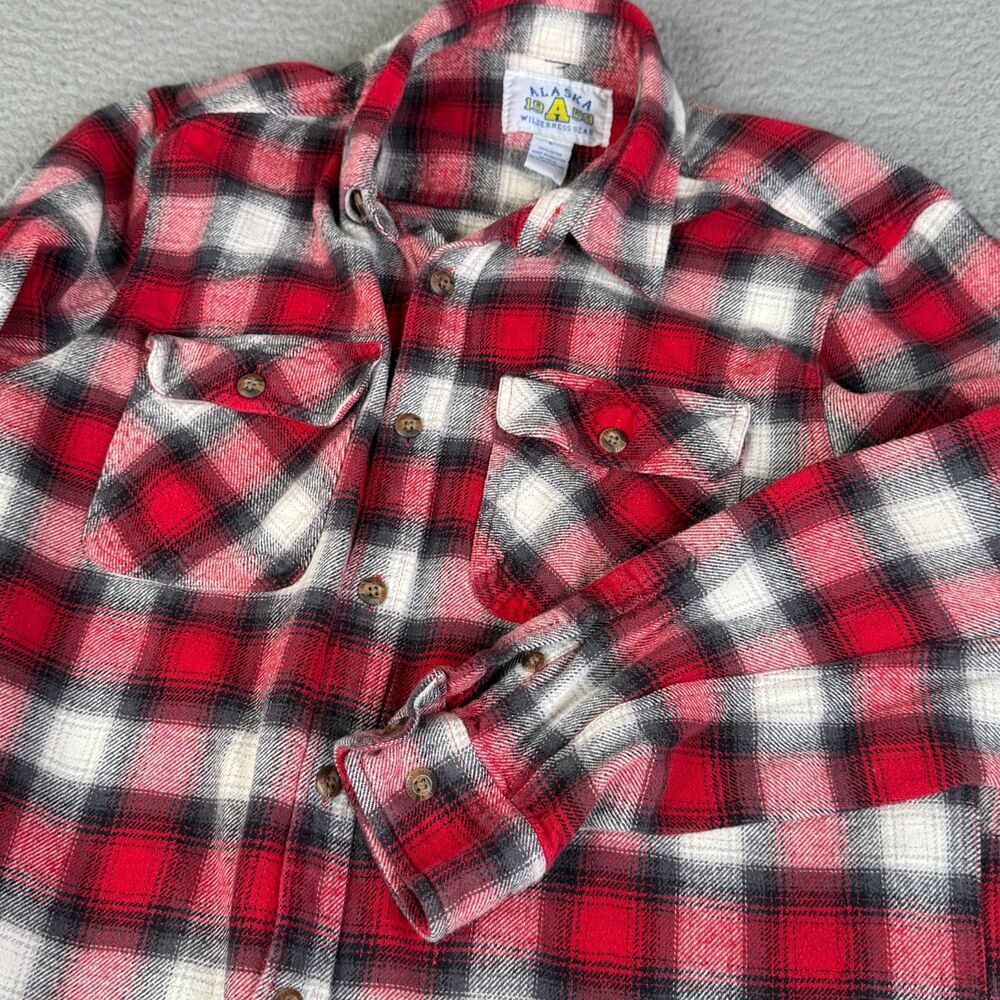 ALASKA Wilderness Gear 1959 Flannel Shirt Mens Large Red Black Plaid Workwear